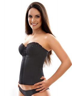 Corset Yoga com Barbatanas, Bojo Tomara-que-caia com Rendas e Cristais Swarovski® e Alças Removíveis 3056DB/10