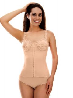 Corset Yoga com Barbatanas, Busto Meia-Taça com Rendas e Alças Fixas e Reguláveis - 3056MT/R